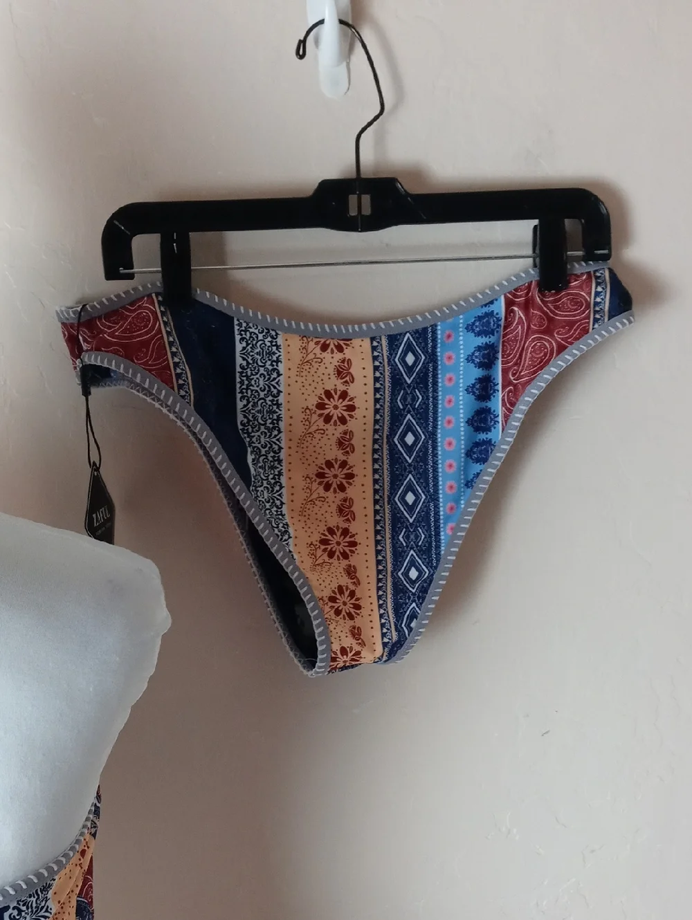 NWT Zaful Multicolor Boho Stripe Bandeau Bikini - Blue, Red, Orange, Cream